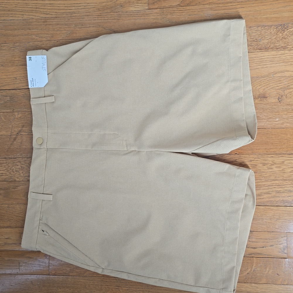 STYLUS BRAND MEN'S TAN CHINO SHORTS SIZE 38